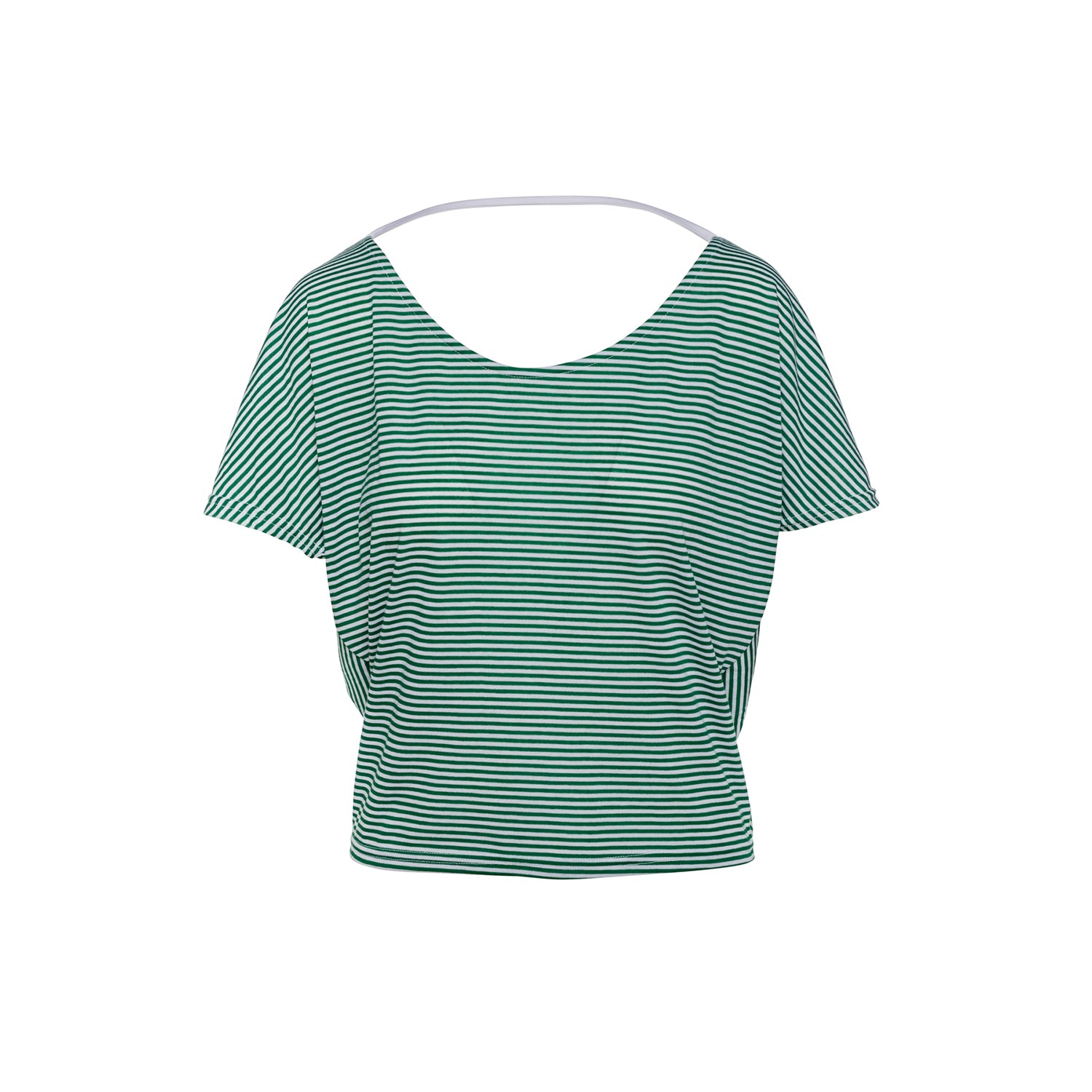 Women’s Green Striped Batwing Top Medium Conquista