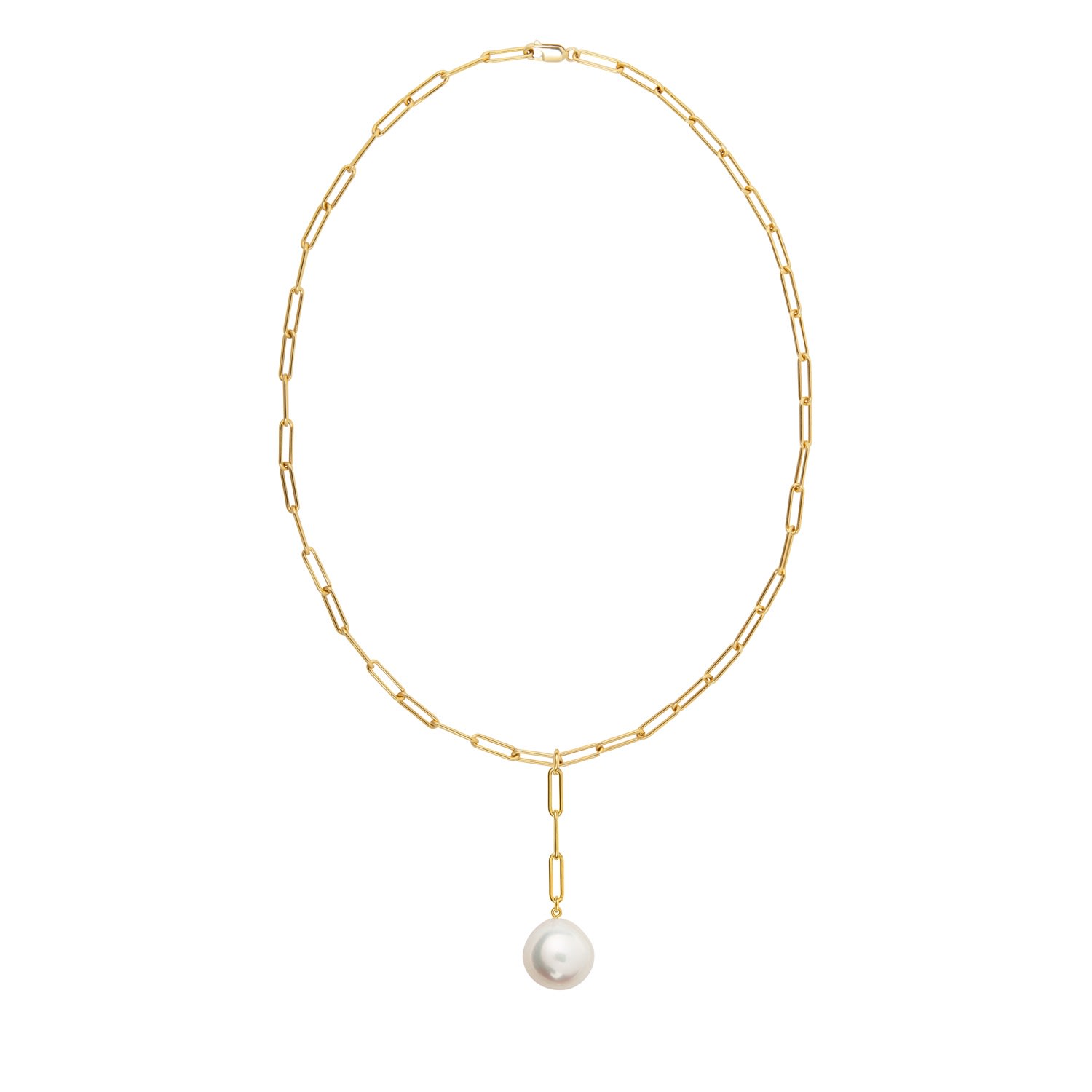 Women’s Aetia Lariat Xxl White Pearl Chain Necklace - Gold Ora Pearls