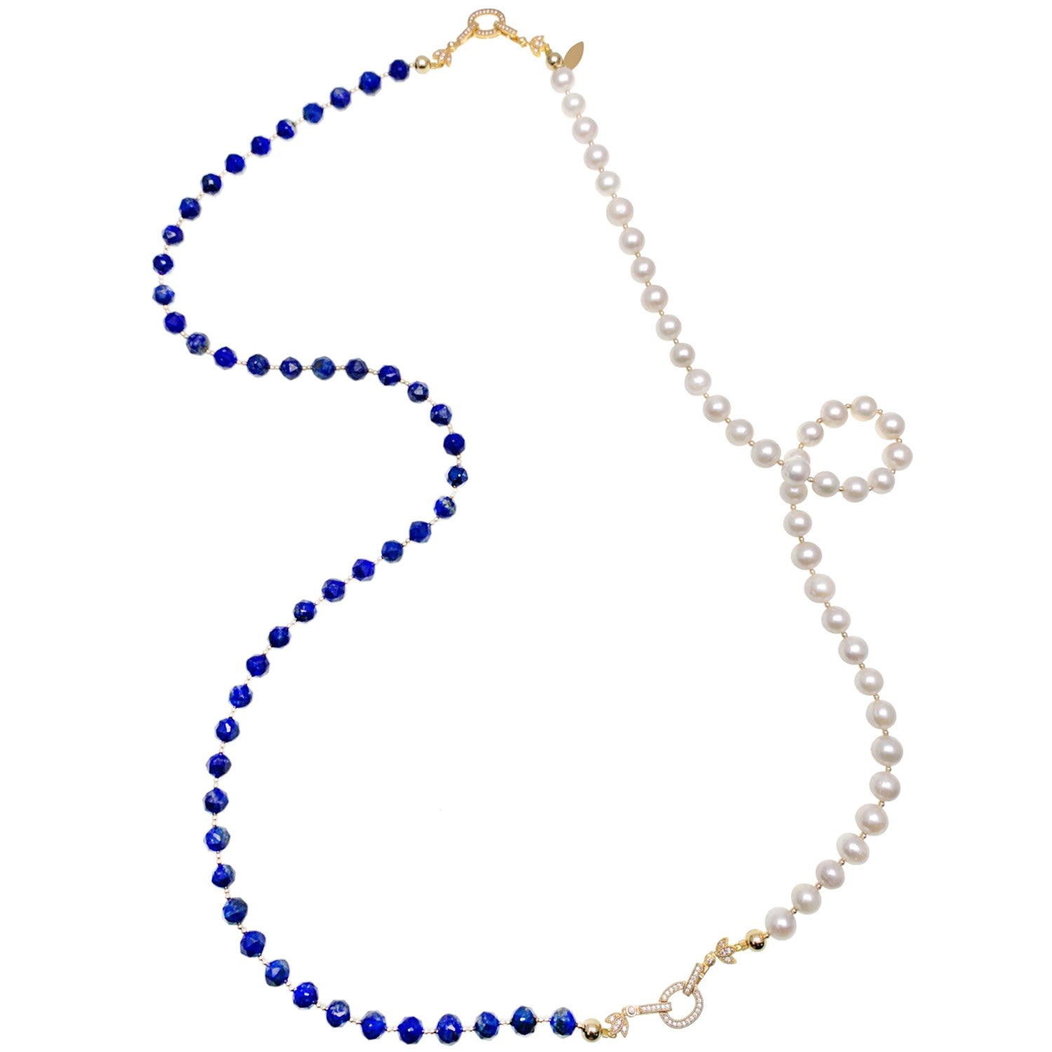 Women’s Blue / White Lapis & Freshwater Pearls Multi-Way Necklace Farra