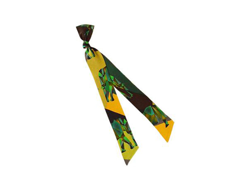 Women’s Green / Yellow / Orange Banderole Silk Ribbon Scarf - Elephant Safari Lalage Beaumont