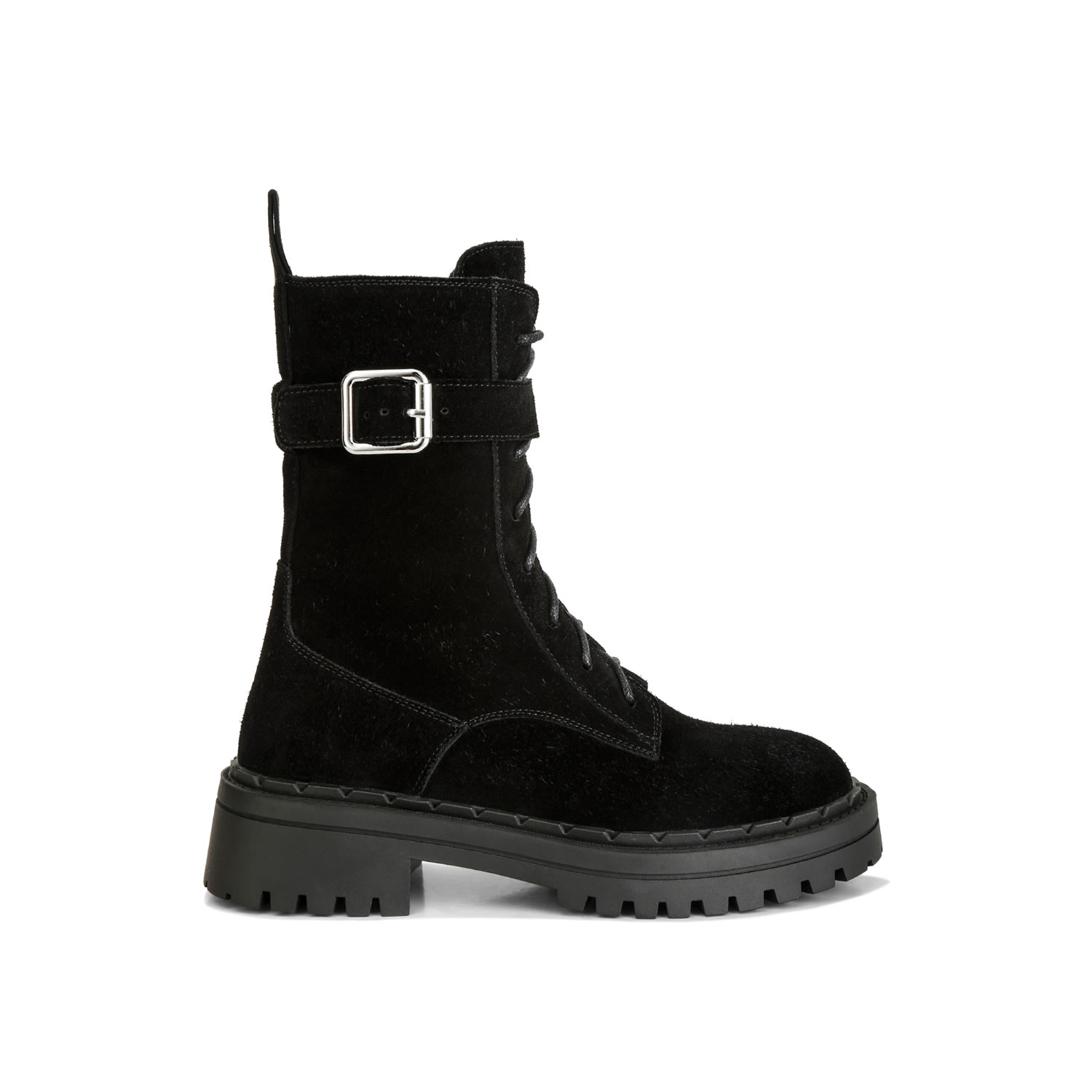 Women’s Kasper Suede Chunky Lug Boots In Black 5 Uk Rag & Co.
