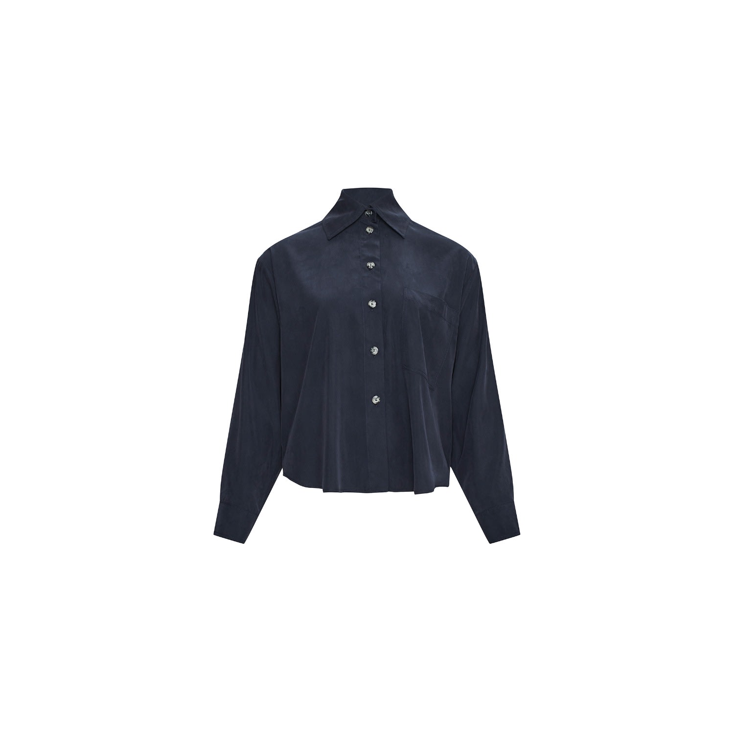 Women’s Short Cupro Shirt - Navy Blue Small Plié