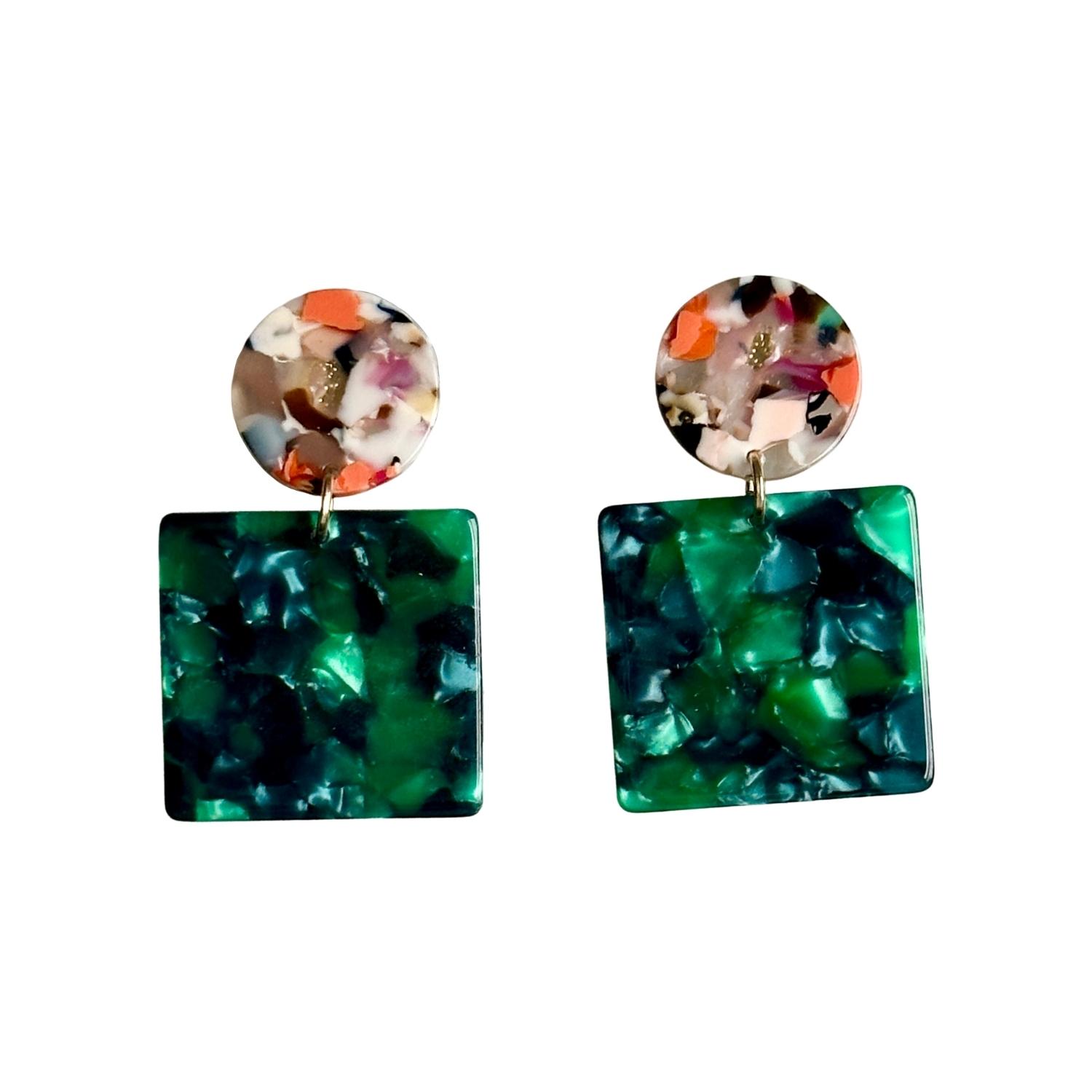 Women’s Green Square Drop Earrings In Bejeweled Closet Rehab