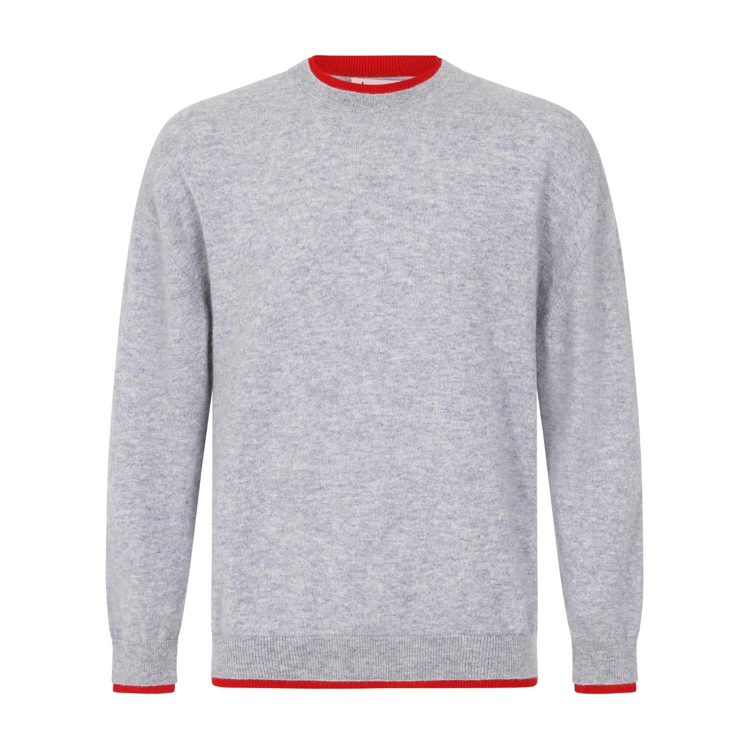 Mens Cashmere Crew Neck Sweater In Quarry Grey Small Loop Cashmere