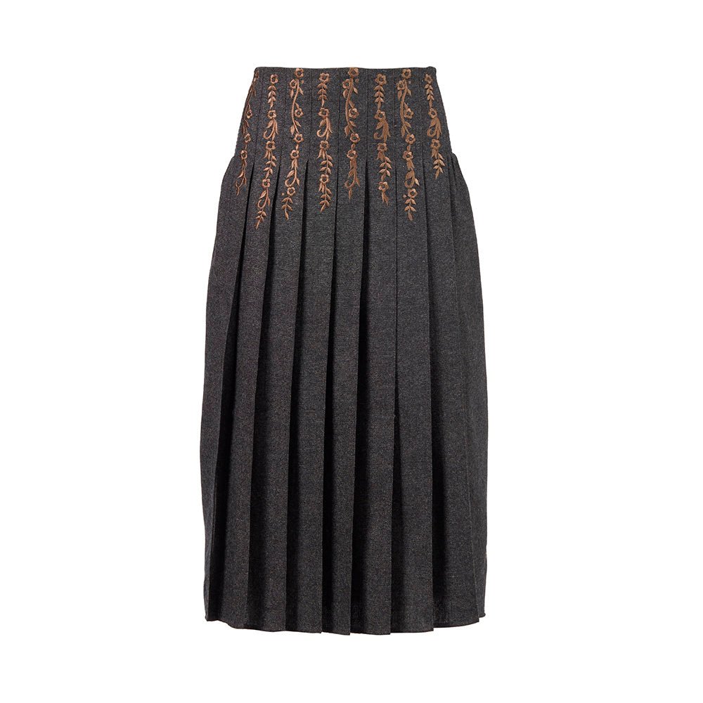 Women’s Gold / Black Skirt Wool & Silk Printed Vera Fox One Size Traces of Me