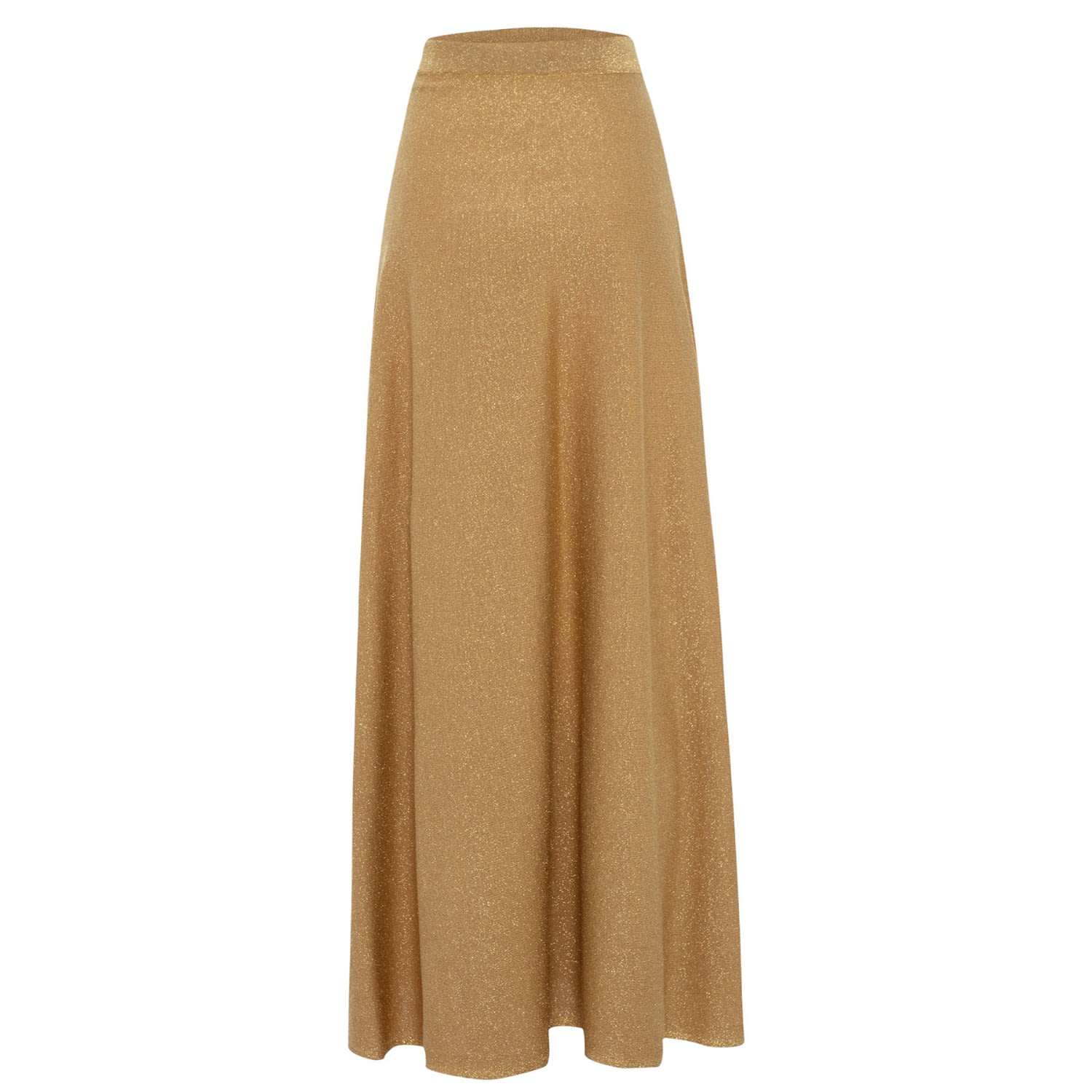 Women’s Gold Marilyn Glittery Maxi Knit Skirt Large Peraluna