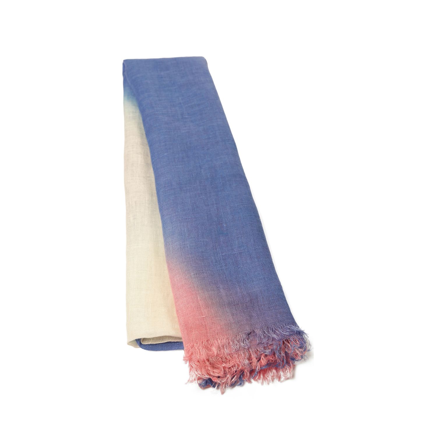 Women’s Pink / Purple / Blue Handmade Pink And Blue Ombré Linen Scarf Heritagemoda