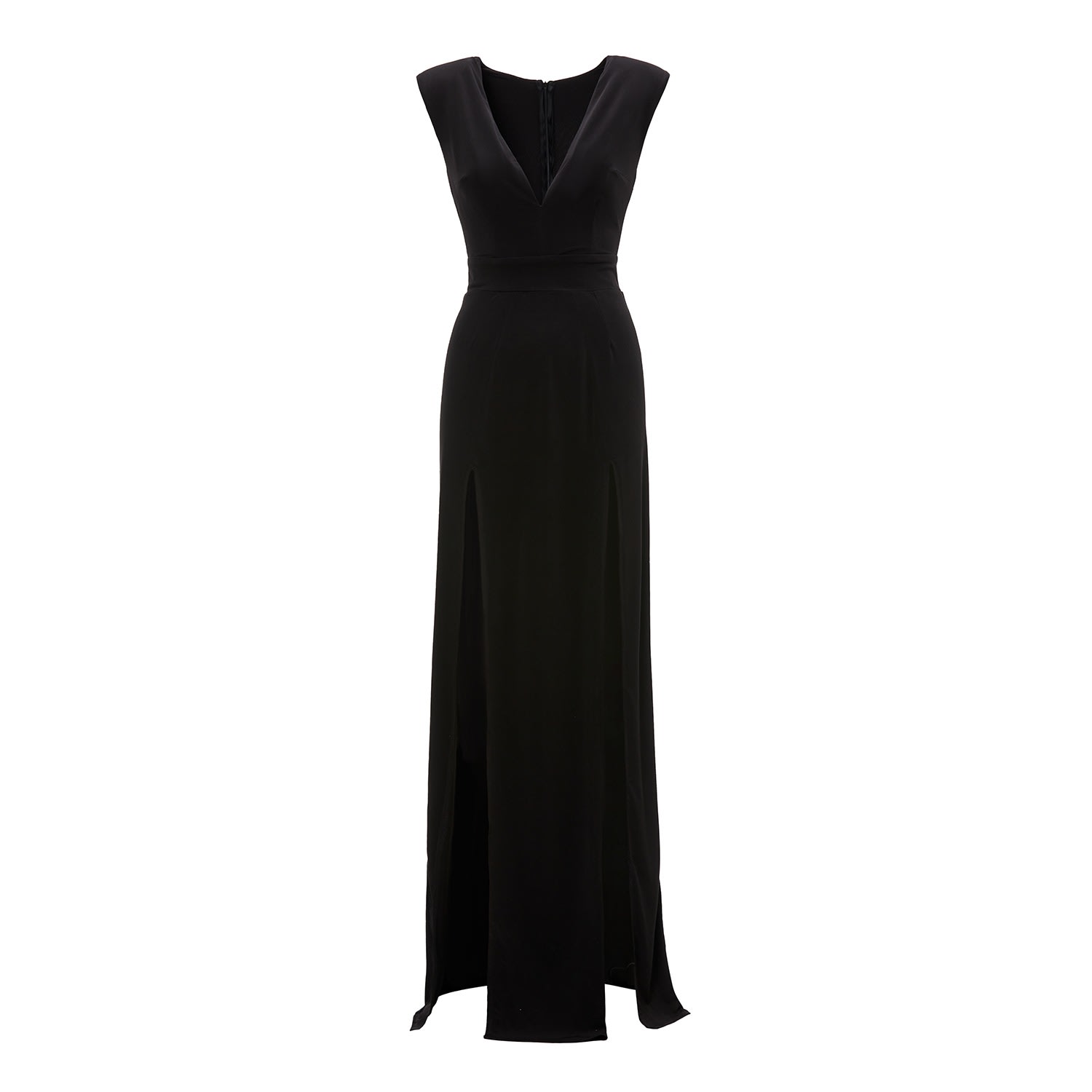 Women’s Black Maxi Dress With Slits Large Bluzat