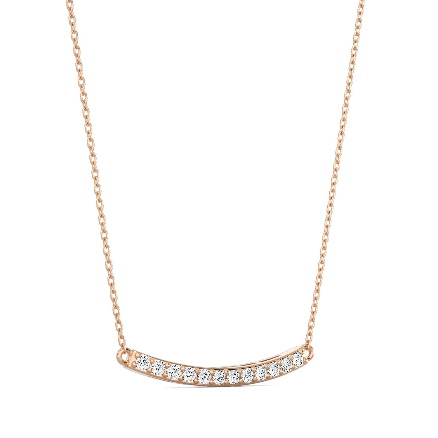 Women’s Pavé Diamond Bar Rose Gold Necklace Itara Jewelry