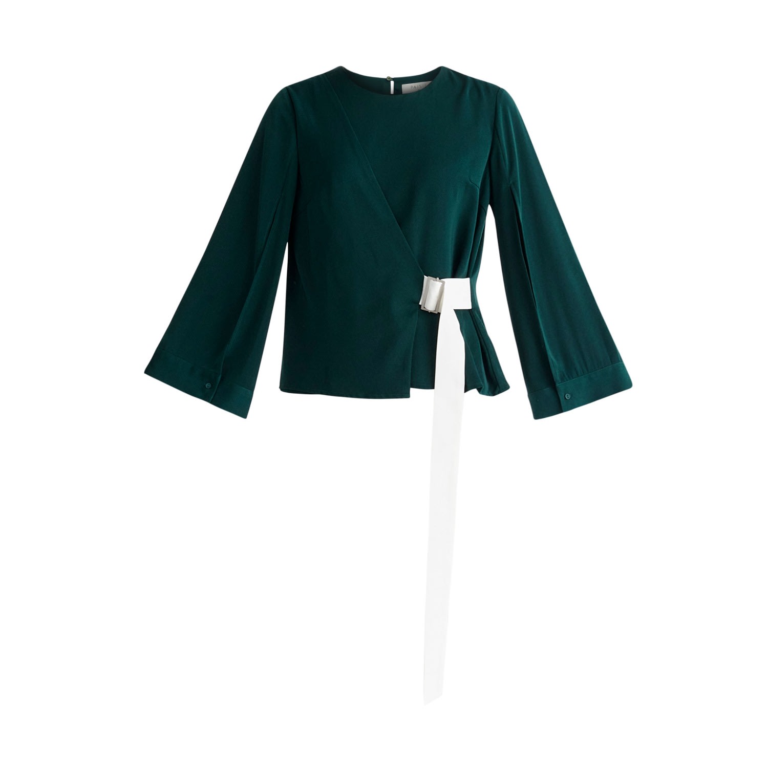 Women’s Wrap Top With Cape Sleeves - Dark Green Large Paisie