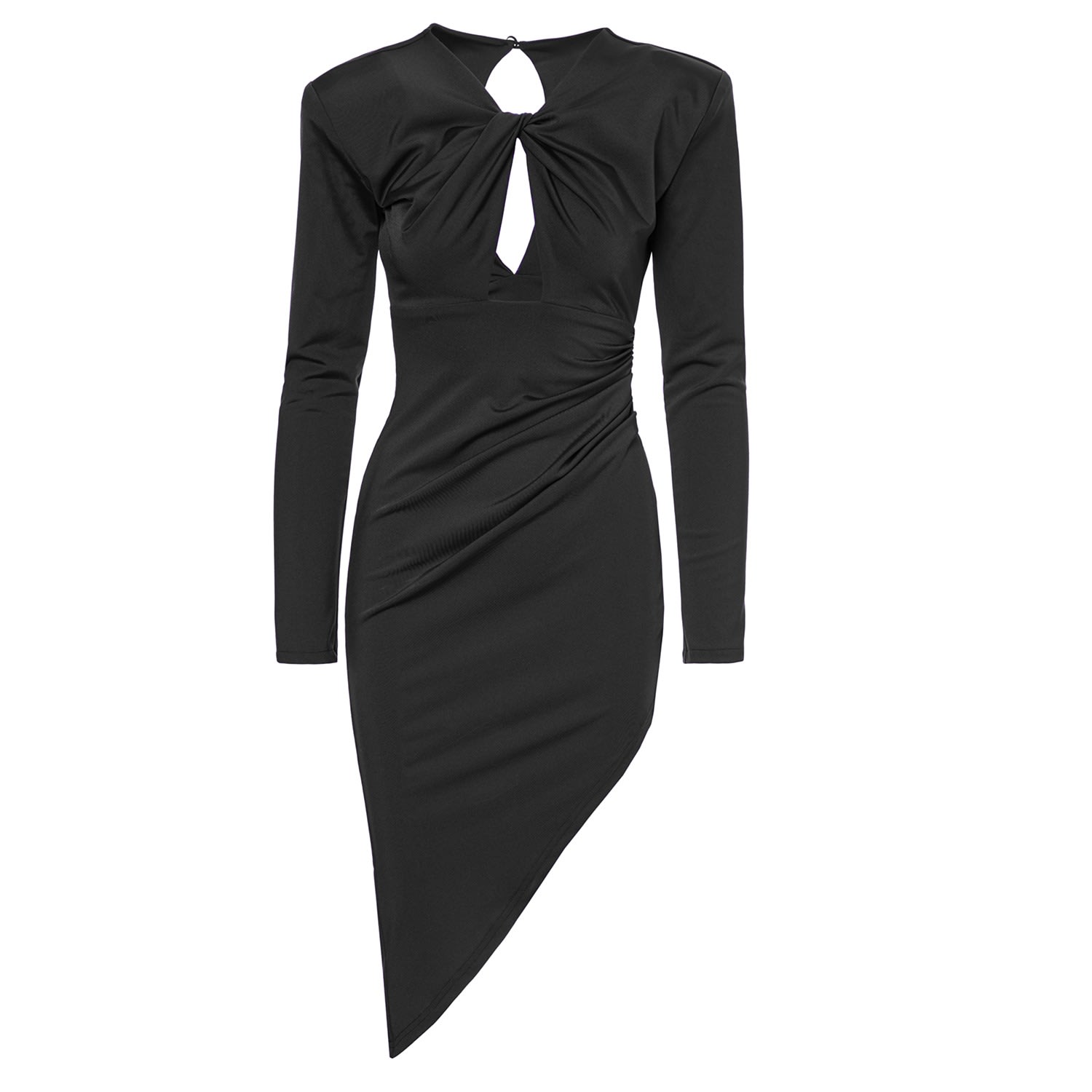 Women’s Black Dress With Oversized Shoulders And Knotted Neckilne Medium Bluzat