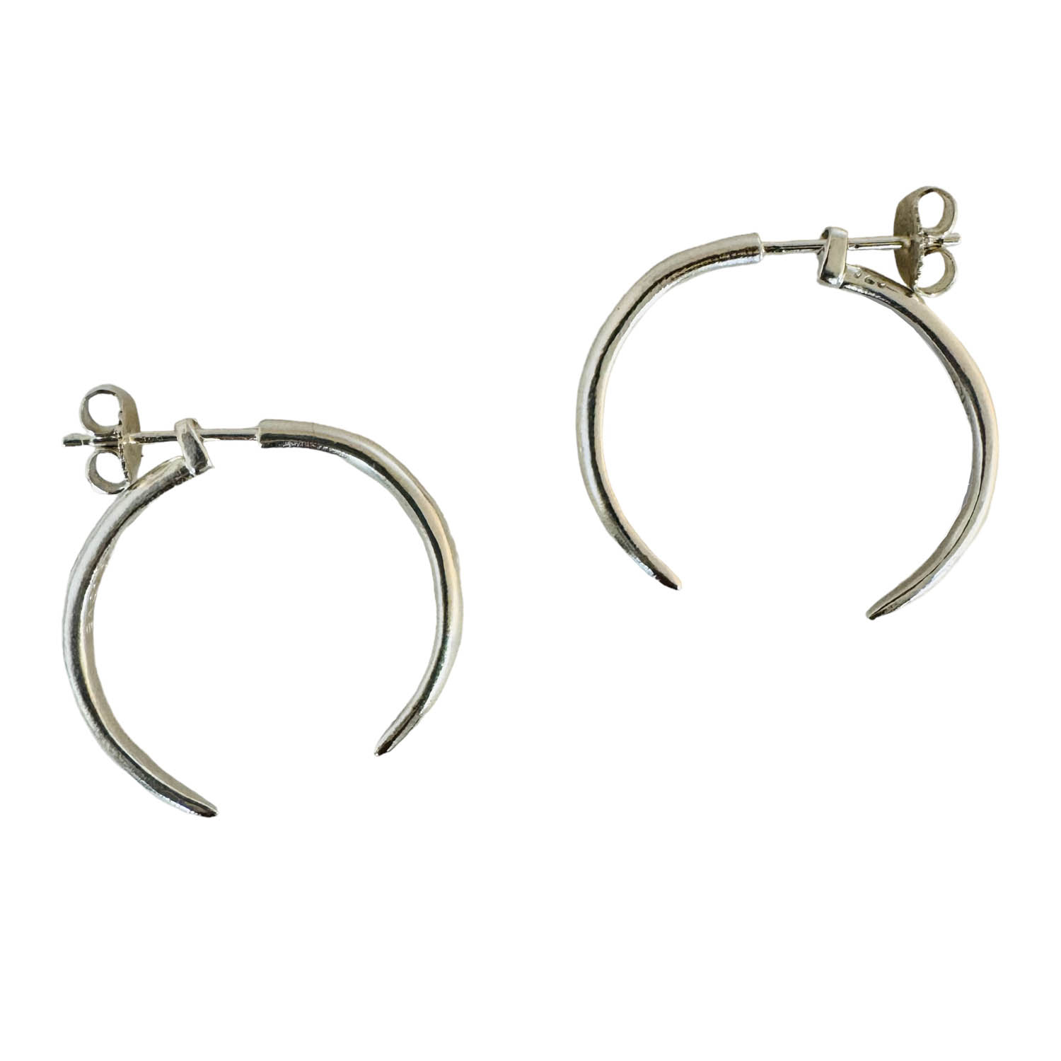 Women’s Front-Back One Inch Hoop Earrings - Sterling Silver Aki Roc Jewelry