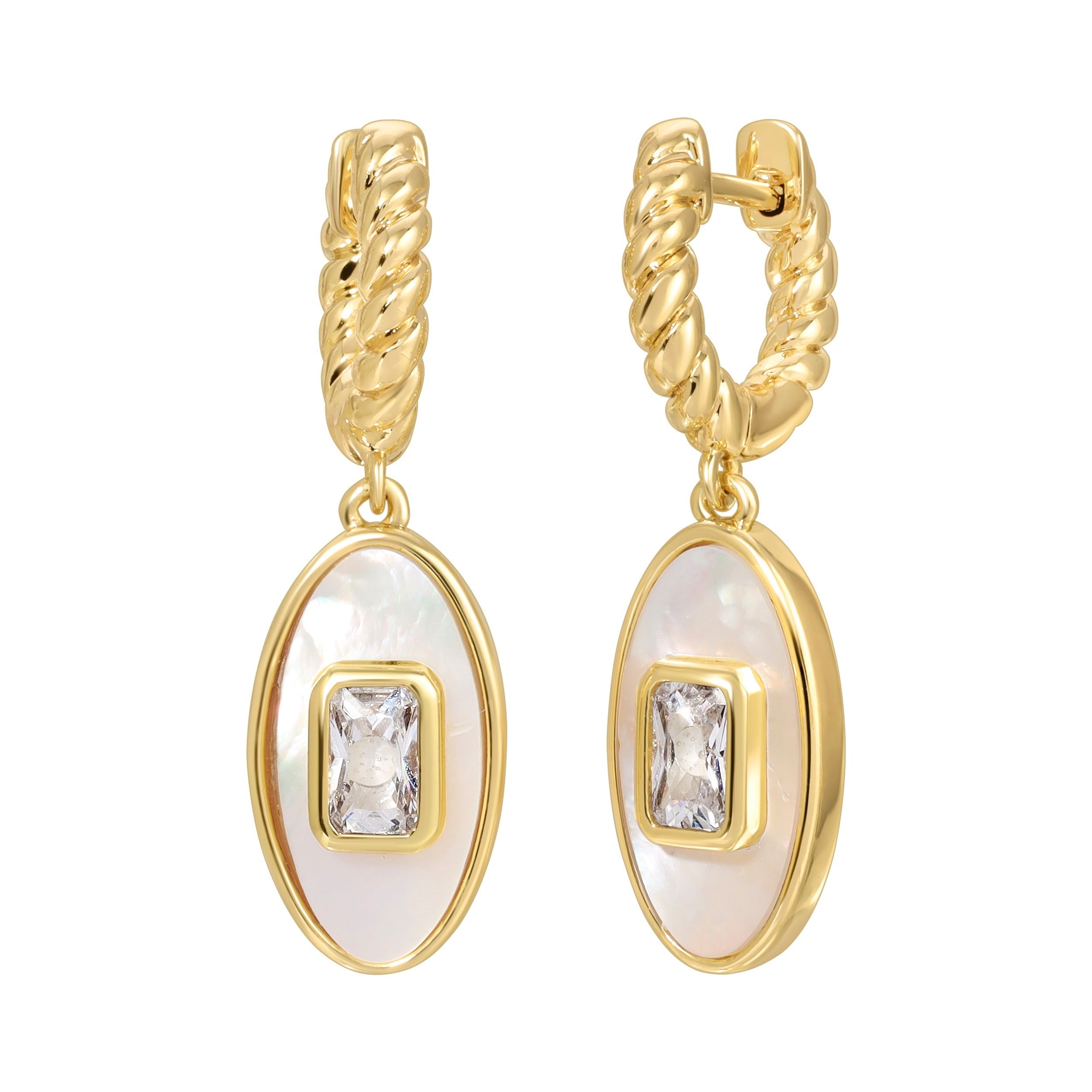 Women’s Gold Juno Pendant Earrings Mother Of Pearl Leeada Jewelry