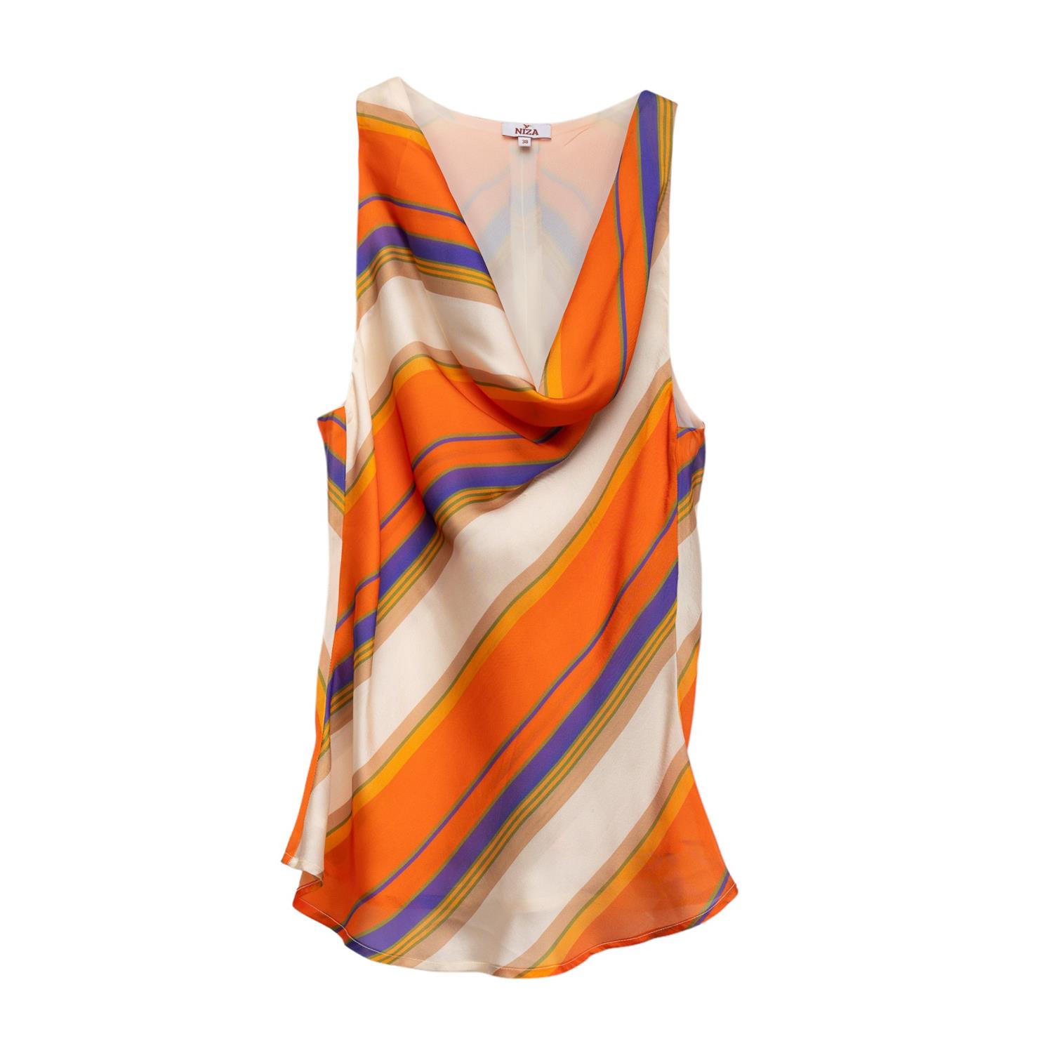 Women’s Draped Sleeveless Blouse Multicolor Small Niza