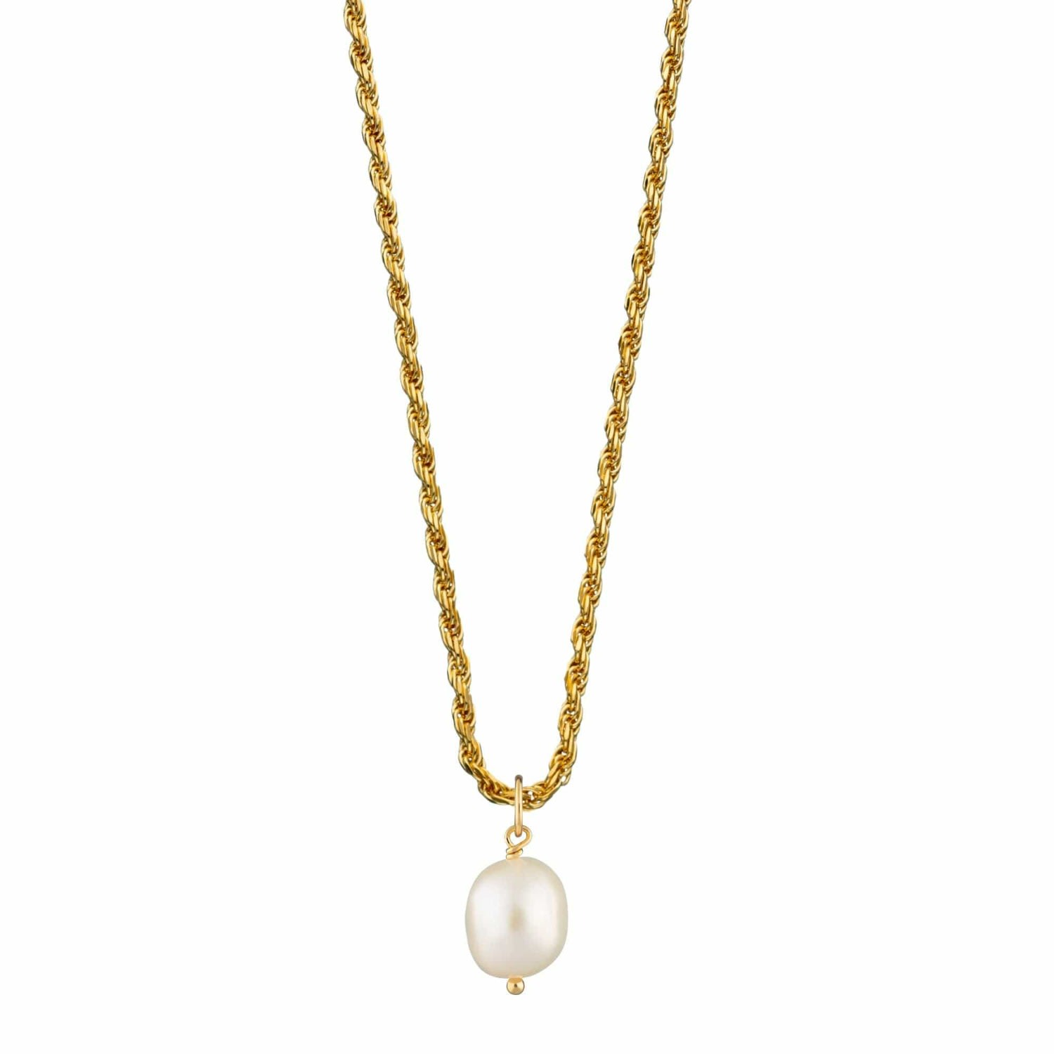 Women’s Gold Plated Baroque Pearl Twisted Chain Necklace Lily Charmed