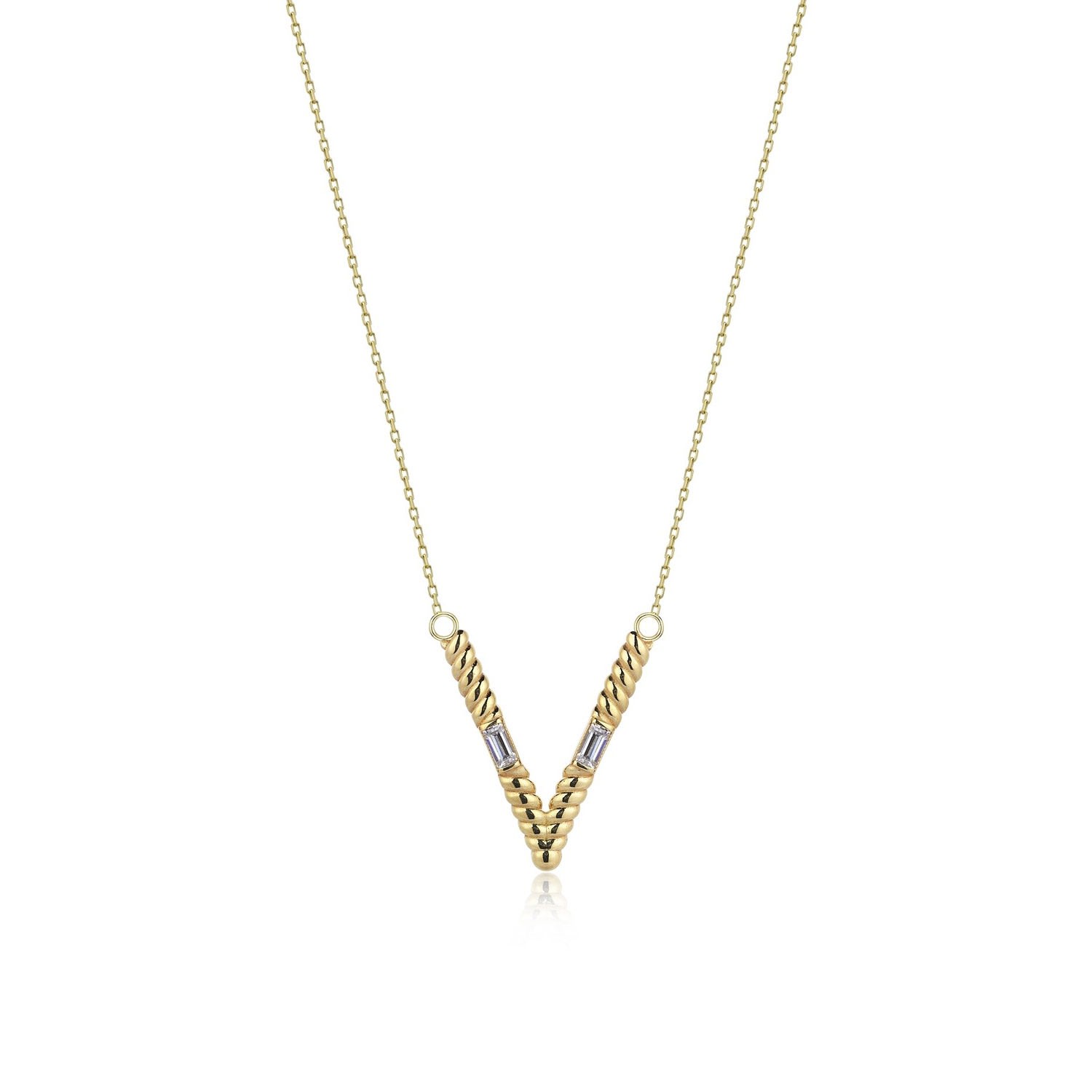 Women’s Inisiyal V Initial Necklace In Sterling Silver With Gold Plated Odda75