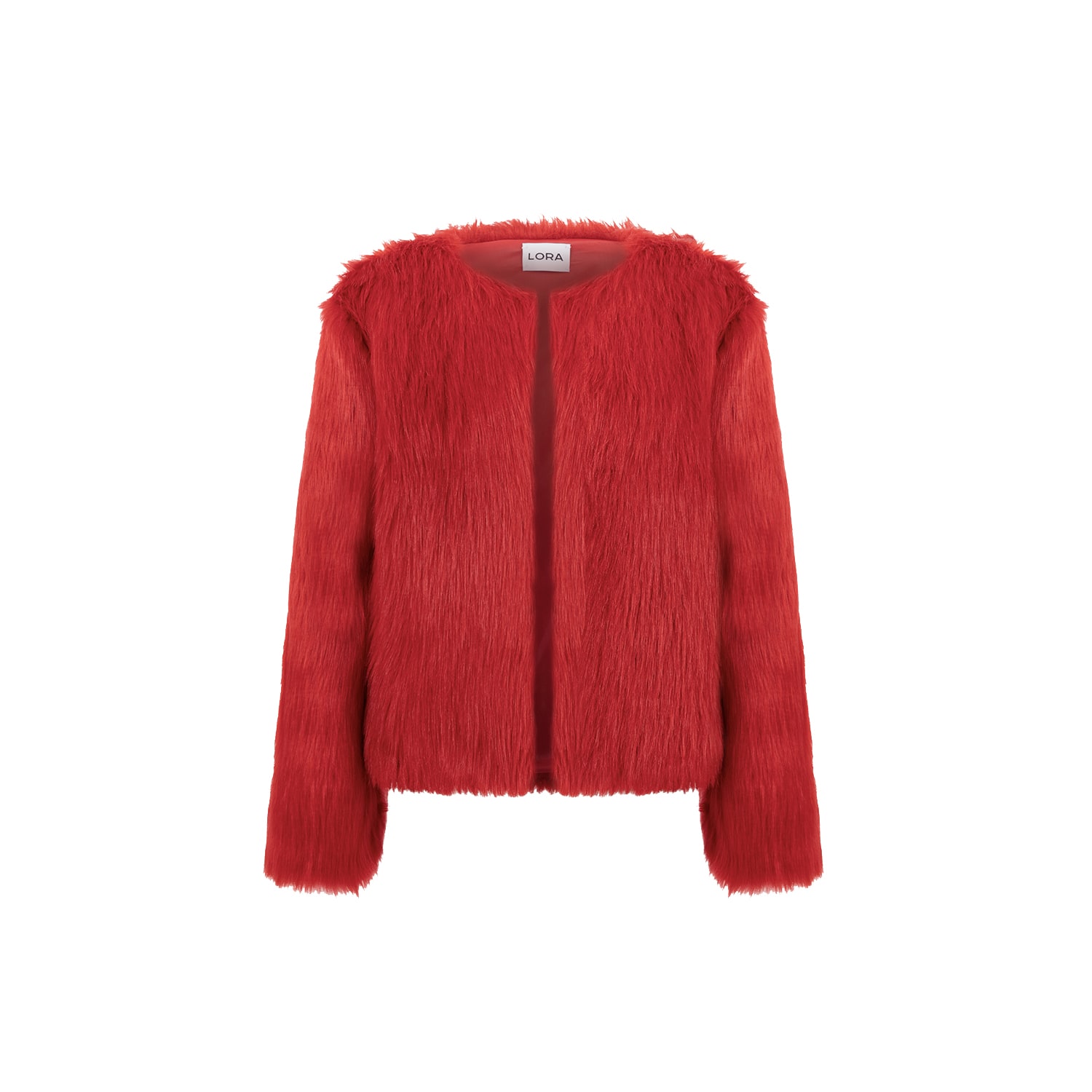 Women’s Lola Red Faux Fur Short Coat Large Lora