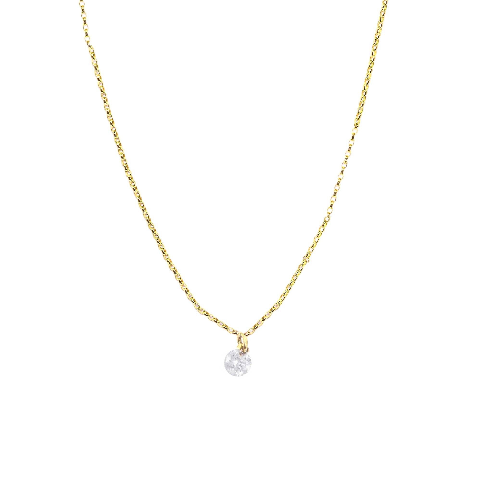 Women’s Gold Rising Star Naked Diamond Solitaire Necklace Lily Flo Jewellery