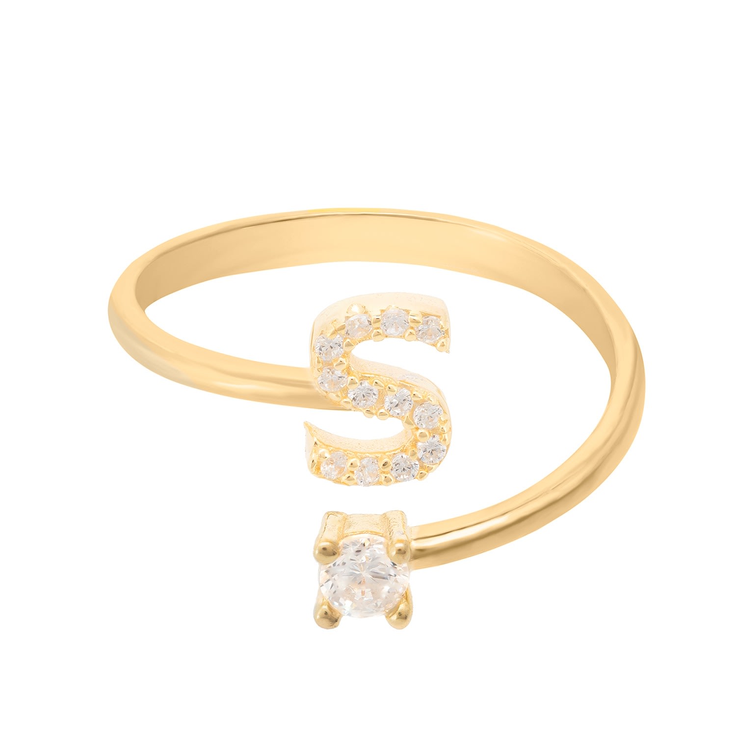 Women’s White / Gold Initial Ring Gold S Latelita