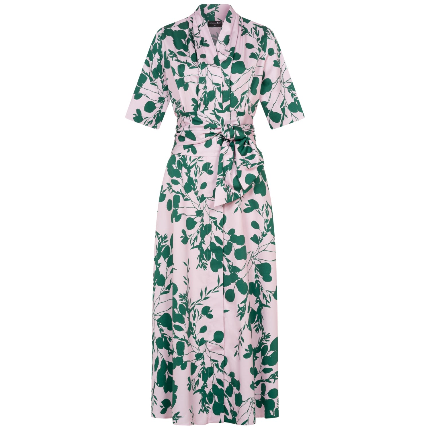 Women’s Green / Pink / Purple Leaf Print Maxi Shirt Dress Small Marianna Dri