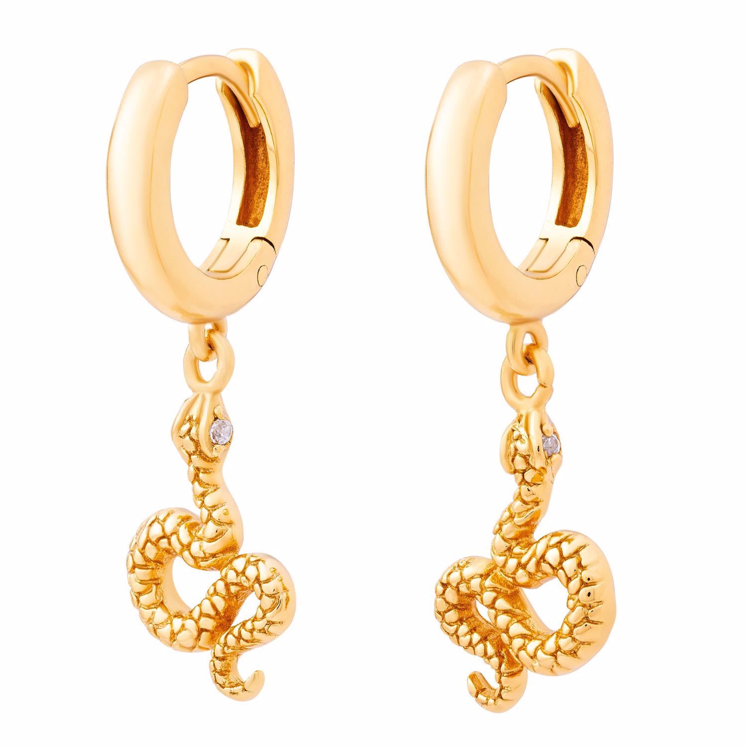 Women’s Snake Charm Huggies Gold Cartilage Cartel