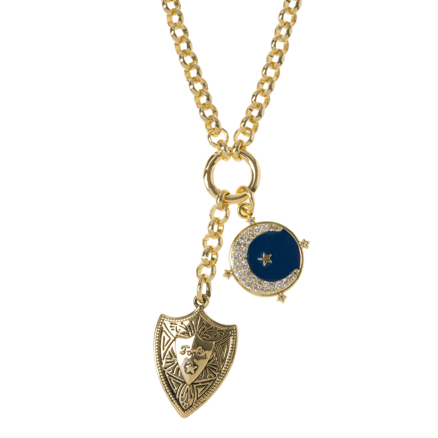 Women’s Gold / Blue Gold Belcher Rulebreaker Necklace Patroula Jewellery