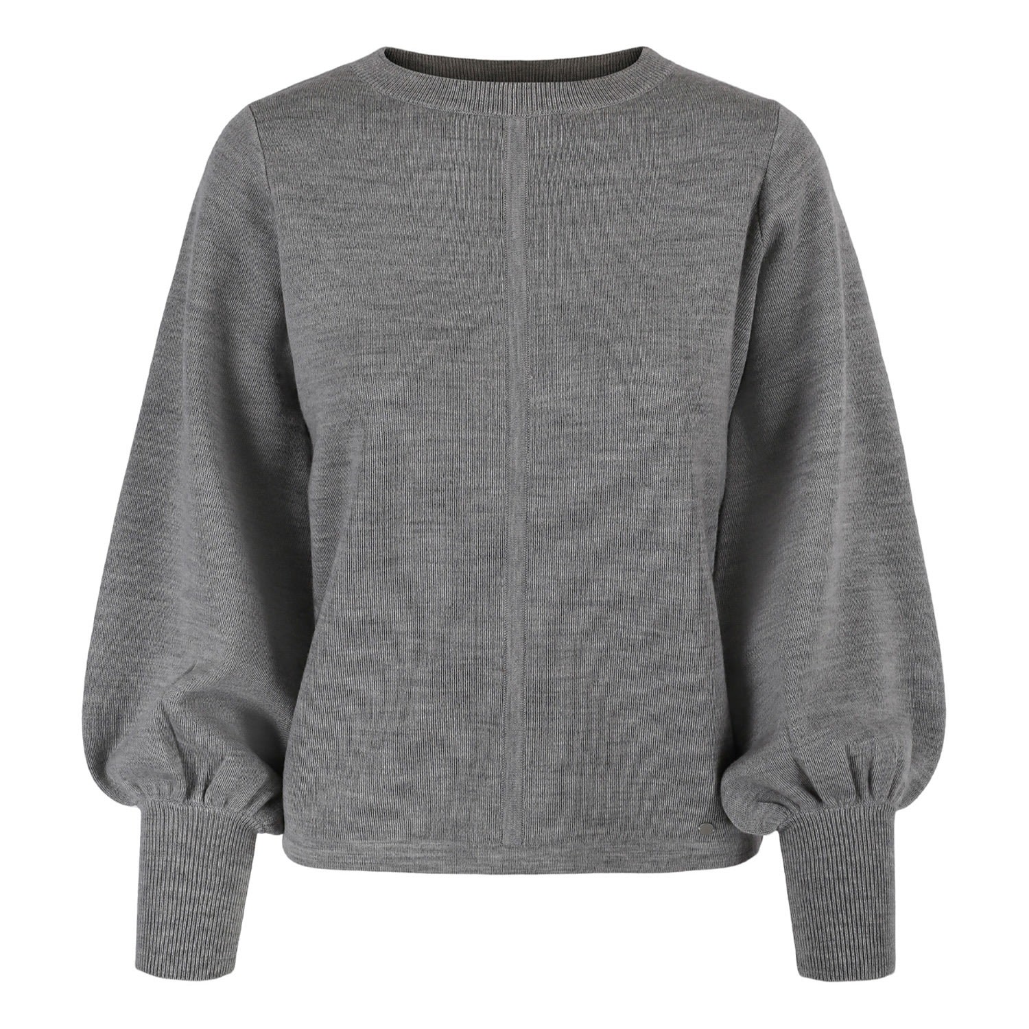 Women’s "Alison" Merino Wool Sweater With Puffed Sleeves - Grey Melange Large Tirillm