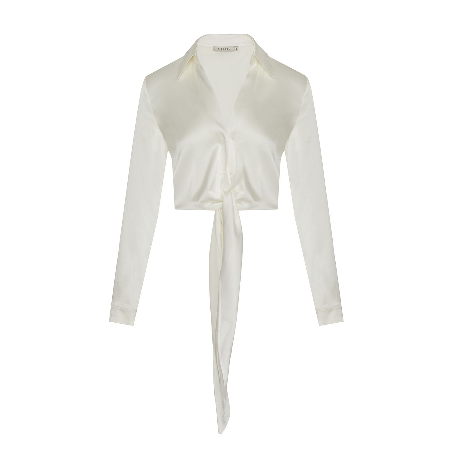 Women’s White Tie-On Silk Ecru Blouse Small Rue Les Createurs