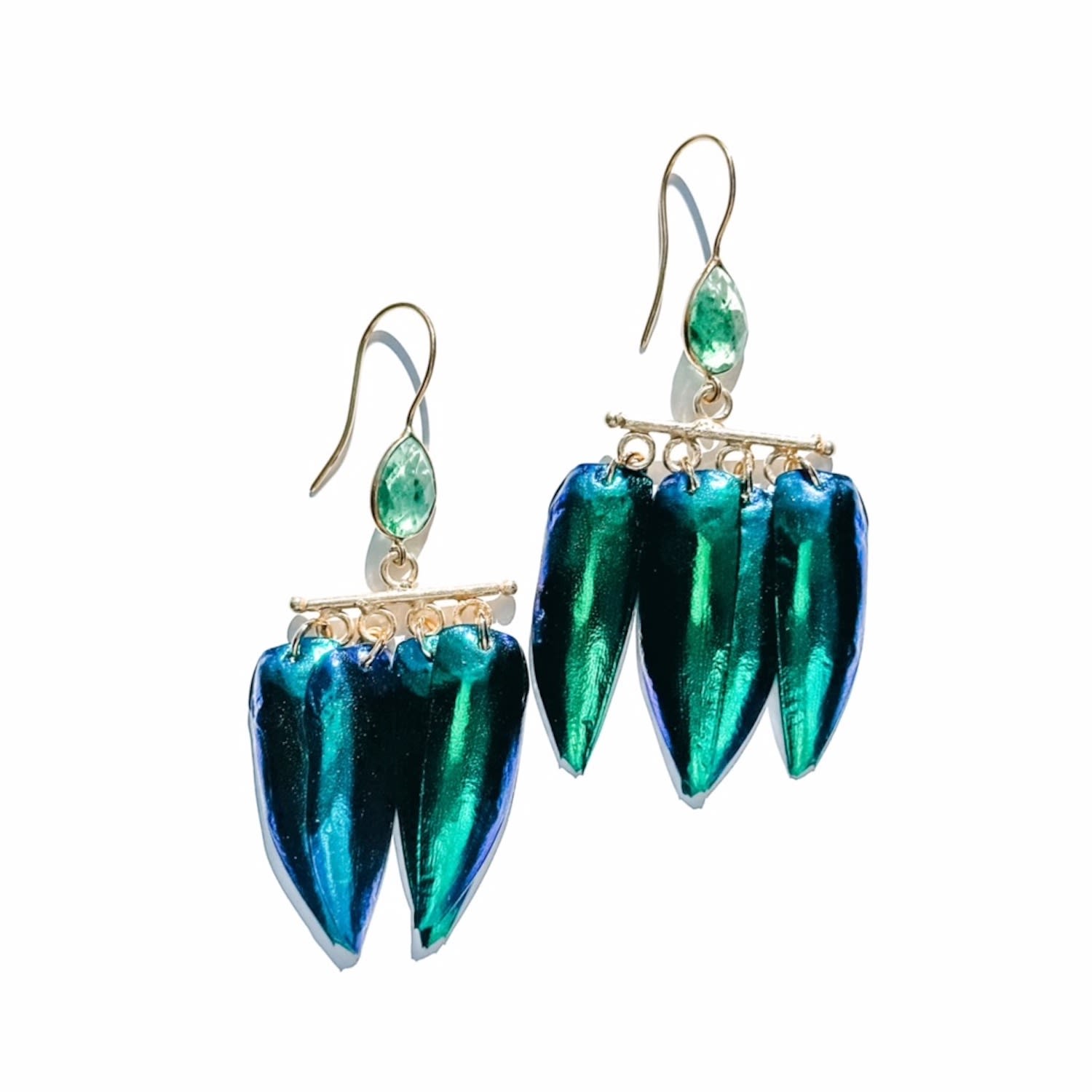 Women’s Blue Eltyra Handcrafted Beetle Wing Earrings Babaloo Jewelry