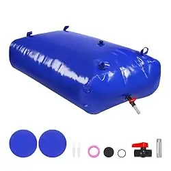 image of VEVOR 540L/142.65 Gallon Water Storage Bladder, Water Tank, 1000D Blue PVC Collapsible Water Storage Containers, Large Capacity Soft Water Bag,Water Bladder,Fire Prevention,Camping,Emergency Water Use with sku:b0d2xkpyfl-amazon