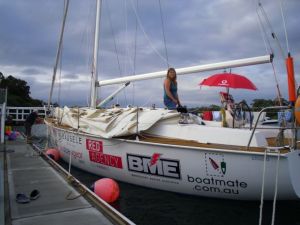 Lisa Blair on board Cator before leaving to cross the Tasman Sea. Photo Linda Blair.