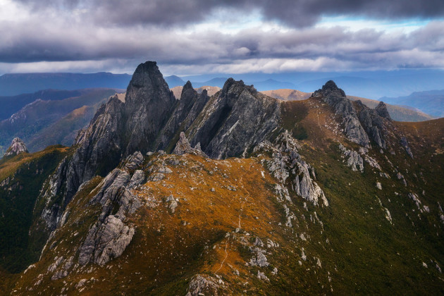 Federation peak shot from a light aircraft during a scenic flight. Sony A7R II, Canon 24-70mm f/2.8L II lens, 1/800s @ f/5.6. Colour and contrast adjustments in Photoshop.