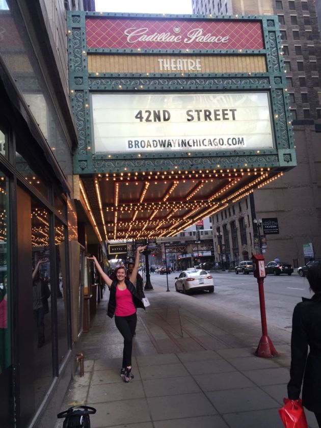 Kahlia Davis outside the Cadillac Palace Theatre, Chicago