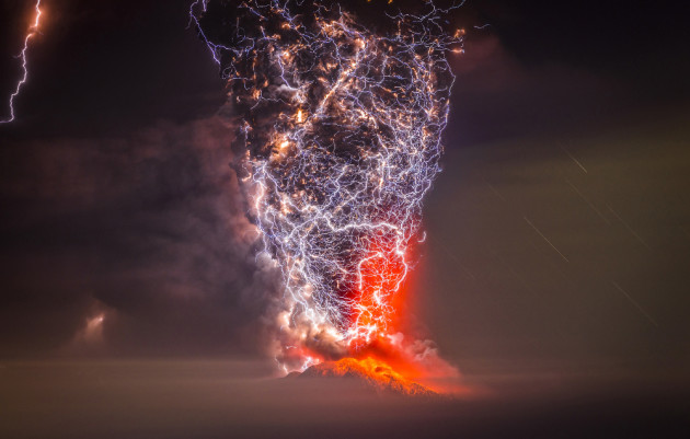 Fire and Lightning create a terrifying spectacle of fury during the eruption of Calbuco Volcano in Chile, awake after 40 years of inactivity. 1st Prize - General. © Francisco Negroni Rodriguez (Chile).