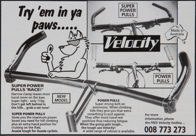 Another Aussie manufacturer - Velocity was very popular back in the 90's and bar ends were a must-have item back then.