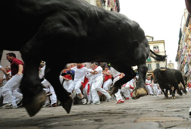 © Delly Carr. Running of the Bulls, San Fermin Festival, Run 7, Pamplona, Spain, 13 July 2011.