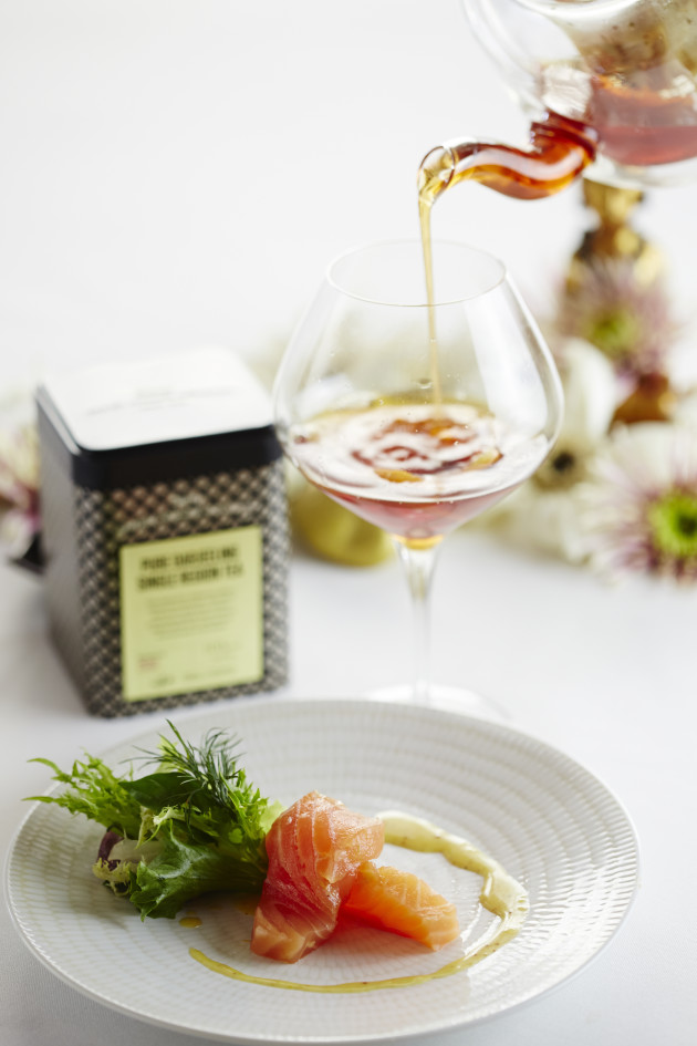 Orange-marinated salmon with herb salad