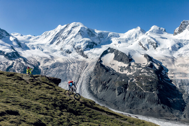 Riding back from the Gorner Ridge lets you take in one of the biggest glaciers in Europe.