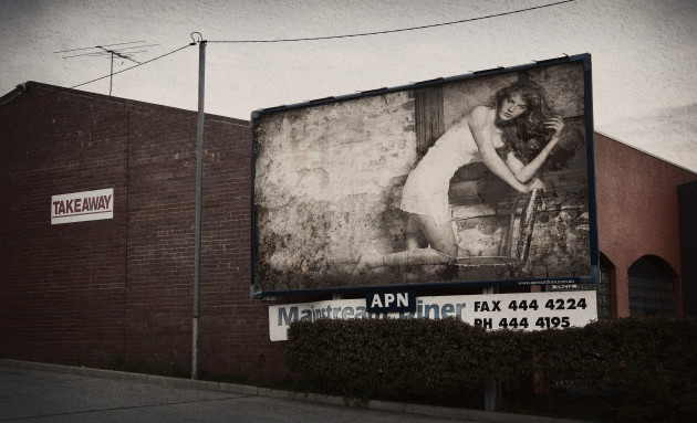 © Stef King. www.stefking.com.au. @stefkingphotog.
Billboard. One of three images in the series, Urban portraits. These three images were awarded WA portrait photographer of the year. Gwen @ viviens model management. Makeup – Bobby Bujisic.