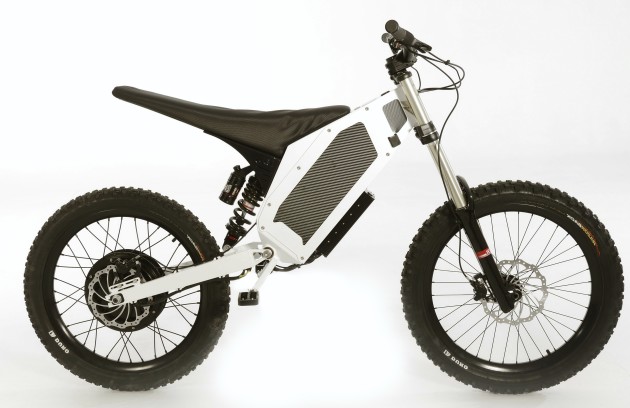 The 5,200 watt Stealth Hurricane weighs 38kg and can do 80kph. These shouldn't be ridden on any publicly accessible MTB trails - it's basically an electric motorbike.