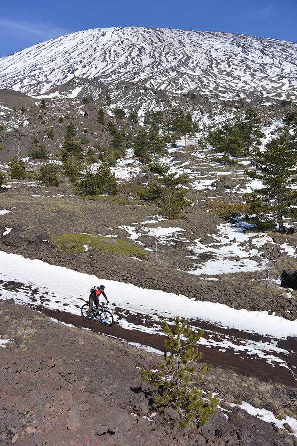 Riding on the west face of Etna.