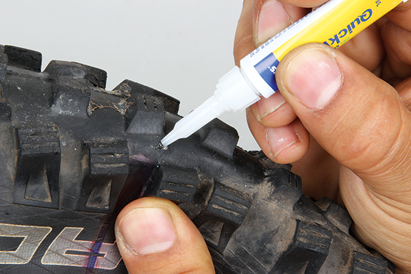 <p>In some cases the patch just won’t take to the tyre casing—certain tyres seem harder to patch than others. If the tyre is tough to patch, try placing a blob of superglue into the cut. The glue will hold the rubber together and give the sealant something to coagulate around. Some choose this as their ‘go-to’ repair method as you don’t even need to remove the tyre.</p>