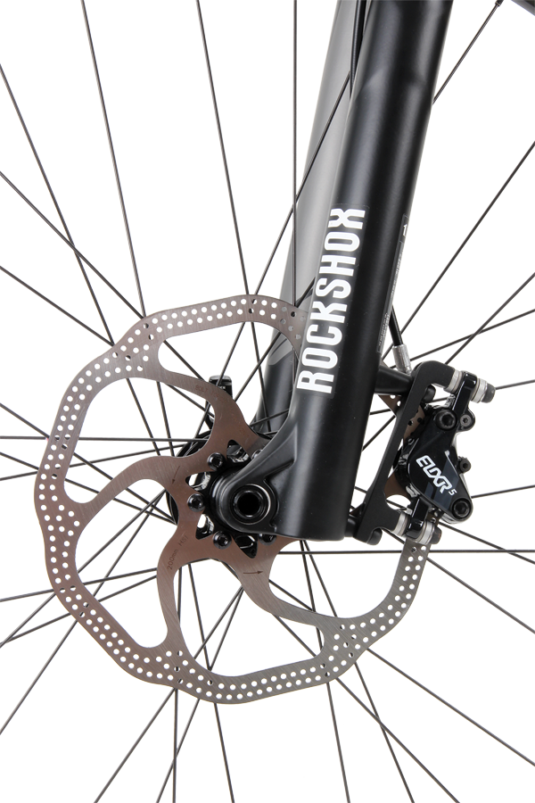 Whyte want this bike to stop—seriously. The 200mm front rotor is huge!