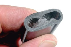 An example of why consistency is vital in the manufacturing process. A glitch has occurred with the internal bladder, leading to an uneven wall thickness. This can produce weak spots where the material is too thin.