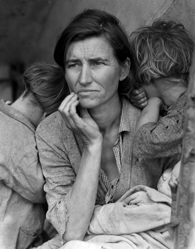 Dorothea Lange's migrant mother remains one of the most iconic images ever taken of the US depression in the 1930s.