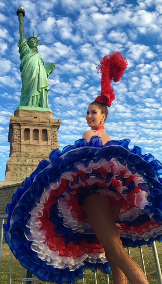 Stacey Kenealy dancing with the Moulin Rouge in New York.