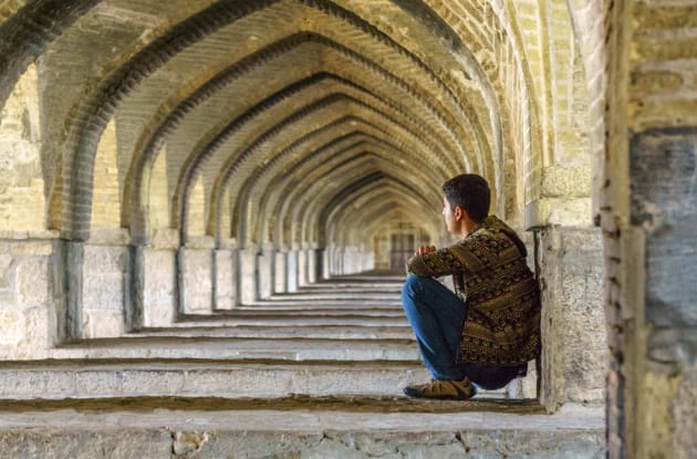 Contemplation on ancient Persian bridge by Simon Patterson