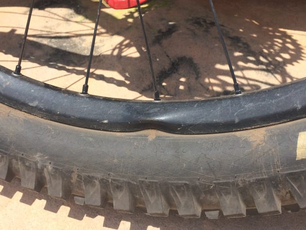 A little collateral damage but these are not his race wheels. Last season he raced on the SRAM Rail 50 wheels.