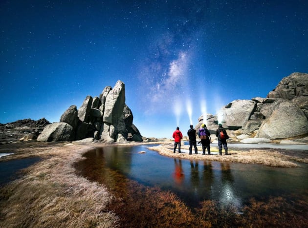 It was so cold when I took this photo my breath kept freezing onto the front of the lens. I had to hold my breath each time I pressed the shutter button to capture a clear image. My friends waited patiently, looking towards the Milky Way – their breath is illuminated by the beams of their head torches. Sony A7S, Samyang 14mm f/2.8 lens, 20s @f/2.8, ISO 16000, tripod.