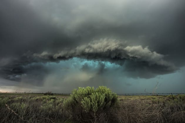 Some great shots came out of this day, and the colours of this image say it all. The green/blues were amazing, with a nice hail core on this storm as it moves out of Lamar and east towards Holly, Colorado. Canon EOS 5D Mark II, 16-35mm lens @ 17mm, 1/90 sec @ f6.7, ISO 800.